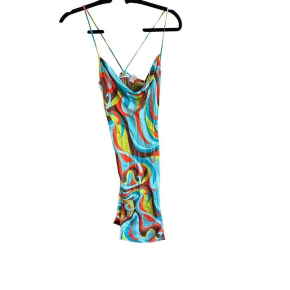 Vtg Hugo Buscati Womens Multicolor Spaghetti Strap Silk Blend Slip Dress Size 4 - Picture 15 of 15